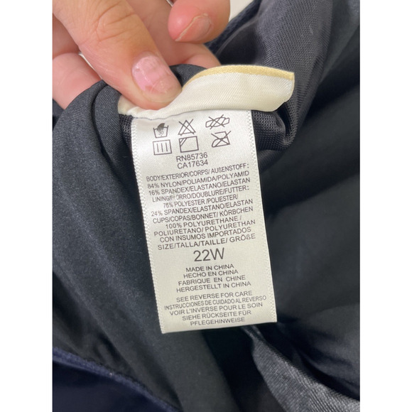 NWT Michael Kors U-Neck Gold Studded Sides Maillot 1-PC Swimsuit Navy Blue 22W - Picture 12 of 15